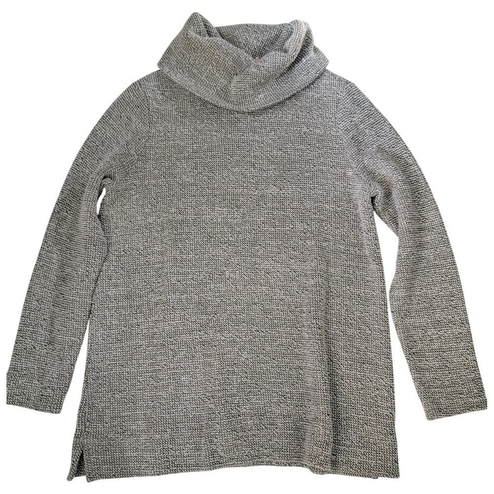 Loft‎ Ann Taylor Grey Flecked Cowl Turtle Neck Pullover Sweater Women's Size L